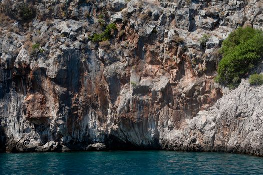 Grey rock and blue sea in Asia Minor
