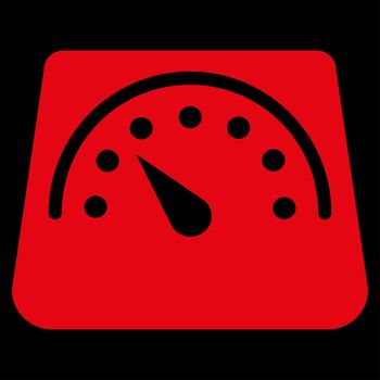 Weight Meter raster icon. Style is flat symbol, red color, rounded angles, black background.