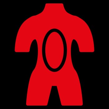 Anatomy raster icon. Style is flat symbol, red color, rounded angles, black background.