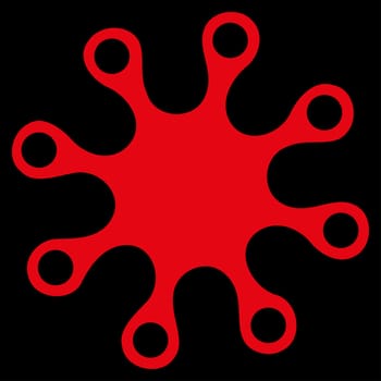 Axenic raster icon. Style is flat symbol, red color, rounded angles, black background.