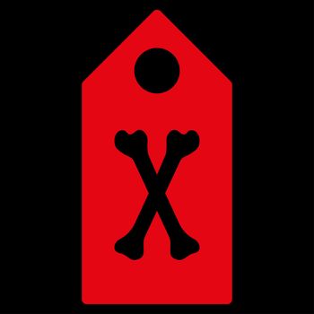 Dead Marker raster icon. Style is flat symbol, red color, rounded angles, black background.