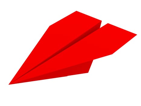 Illustration of 3d red paper plane isolated on white