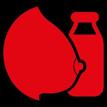 Mother Milk raster icon. Style is flat symbol, red color, rounded angles, black background.