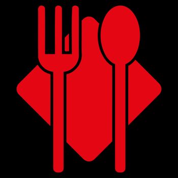 Nutrition raster icon. Style is flat symbol, red color, rounded angles, black background.