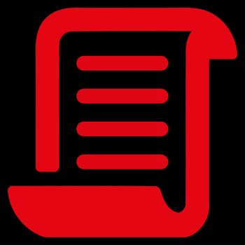 Paper Roll raster icon. Style is flat symbol, red color, rounded angles, black background.