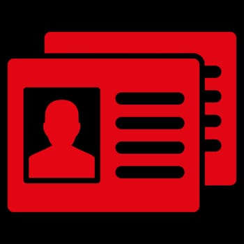 Patient Accounts raster icon. Style is flat symbol, red color, rounded angles, black background.
