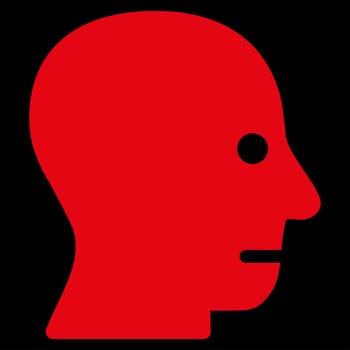 Patient Head raster icon. Style is flat symbol, red color, rounded angles, black background.