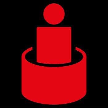Patient Isolation raster icon. Style is flat symbol, red color, rounded angles, black background.