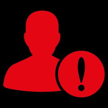 Patient Problem raster icon. Style is flat symbol, red color, rounded angles, black background.