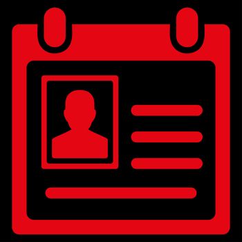Personal Badge raster icon. Style is flat symbol, red color, rounded angles, black background.