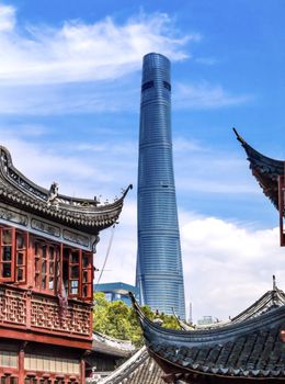 Shanghai Tower, Second Tallest Building in World, from Yuyuan Garden, Old Town, Shanghai China