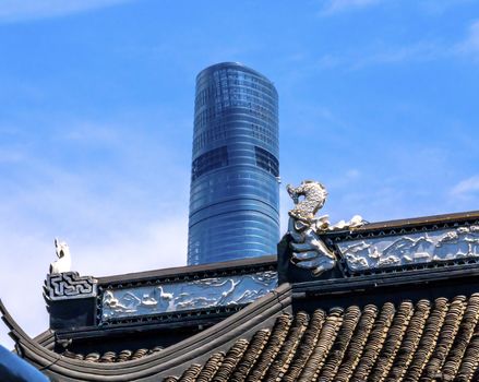 Shanghai Tower, Second Tallest Building in World, from Yuyuan Garden, Old Town, Shanghai China