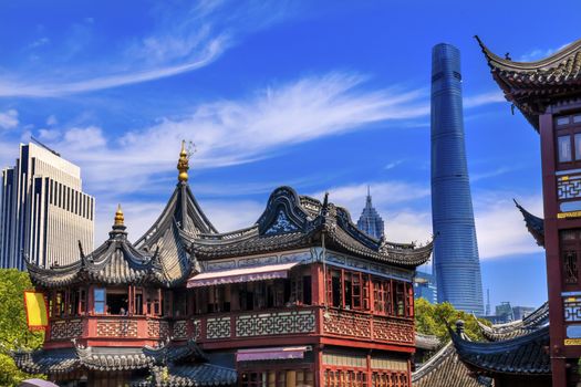 Shanghai Tower, Second Tallest Building in World, Jin Mao Tower from Yuyuan Garden, Old Town, Shanghai China