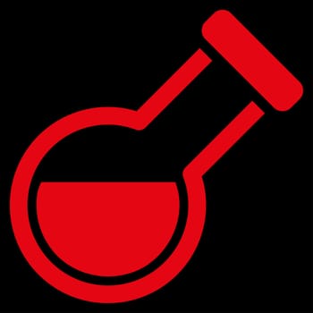 Retort raster icon. Style is flat symbol, red color, rounded angles, black background.