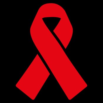 Solidarity Ribbon raster icon. Style is flat symbol, red color, rounded angles, black background.