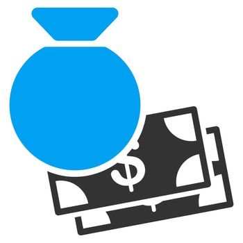 Capital raster icon. Style is bicolor flat symbol, blue and gray colors, rounded angles, white background.