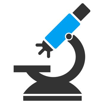 Labs Microscope raster icon. Style is bicolor flat symbol, blue and gray colors, rounded angles, white background.