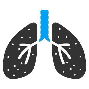 Lungs raster icon. Style is bicolor flat symbol, blue and gray colors, rounded angles, white background.