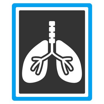 Lungs X-Ray Photo raster icon. Style is bicolor flat symbol, blue and gray colors, rounded angles, white background.