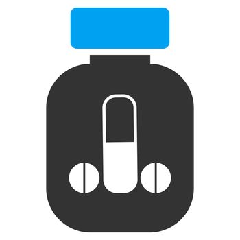 Male Medicine raster icon. Style is bicolor flat symbol, blue and gray colors, rounded angles, white background.