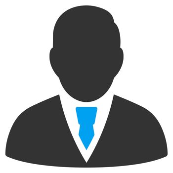 Manager raster icon. Style is bicolor flat symbol, blue and gray colors, rounded angles, white background.