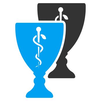 Medical Cups raster icon. Style is bicolor flat symbol, blue and gray colors, rounded angles, white background.