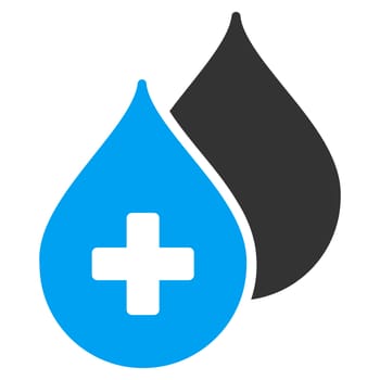 Medical Drops raster icon. Style is bicolor flat symbol, blue and gray colors, rounded angles, white background.