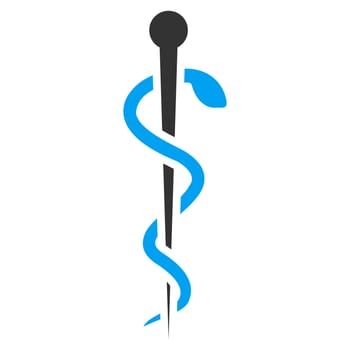 Medical Needle raster icon. Style is bicolor flat symbol, blue and gray colors, rounded angles, white background.