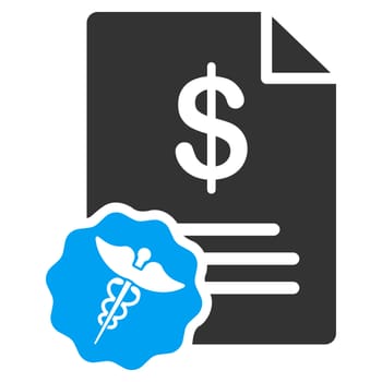 Medical Prices raster icon. Style is bicolor flat symbol, blue and gray colors, rounded angles, white background.