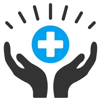 Medical Prosperity raster icon. Style is bicolor flat symbol, blue and gray colors, rounded angles, white background.