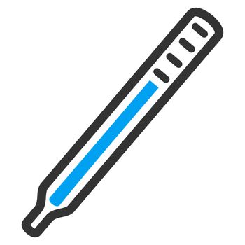 Medical Thermometer raster icon. Style is bicolor flat symbol, blue and gray colors, rounded angles, white background.