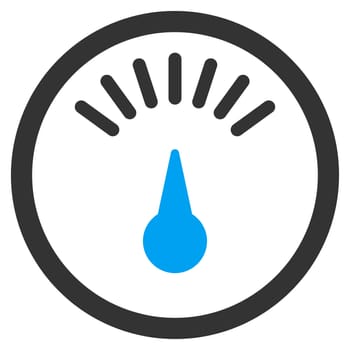 Meter raster icon. Style is bicolor flat symbol, blue and gray colors, rounded angles, white background.