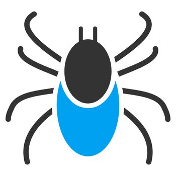 Mite raster icon. Style is bicolor flat symbol, blue and gray colors, rounded angles, white background.