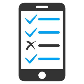 Mobile Test raster icon. Style is bicolor flat symbol, blue and gray colors, rounded angles, white background.