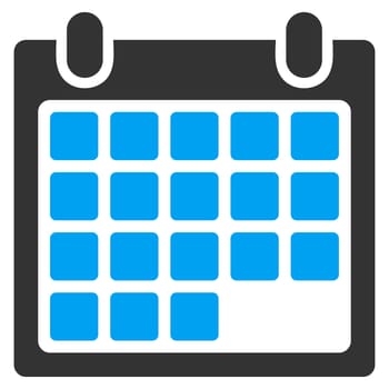 Month raster icon. Style is bicolor flat symbol, blue and gray colors, rounded angles, white background.