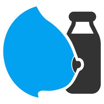 Mother Milk raster icon. Style is bicolor flat symbol, blue and gray colors, rounded angles, white background.