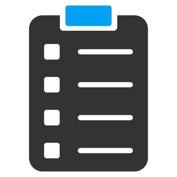 Pad Form raster icon. Style is bicolor flat symbol, blue and gray colors, rounded angles, white background.