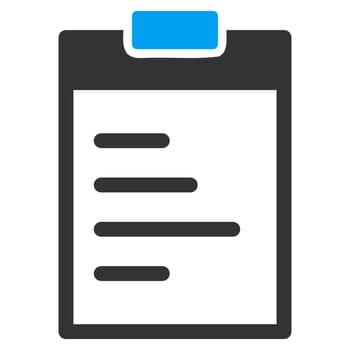 Pad Text raster icon. Style is bicolor flat symbol, blue and gray colors, rounded angles, white background.