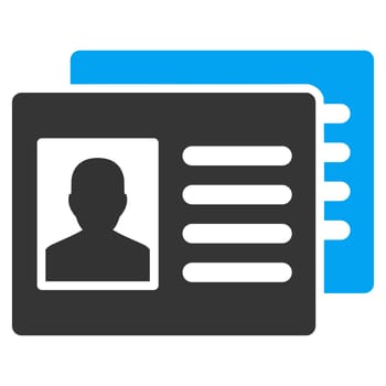 Patient Accounts raster icon. Style is bicolor flat symbol, blue and gray colors, rounded angles, white background.