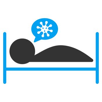Patient Bed raster icon. Style is bicolor flat symbol, blue and gray colors, rounded angles, white background.
