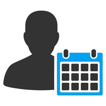 Patient Calendar raster icon. Style is bicolor flat symbol, blue and gray colors, rounded angles, white background.