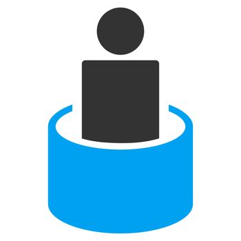 Patient Isolation raster icon. Style is bicolor flat symbol, blue and gray colors, rounded angles, white background.
