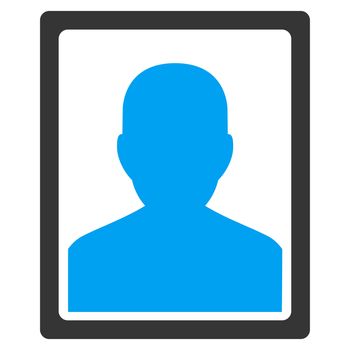 Patient Portrait raster icon. Style is bicolor flat symbol, blue and gray colors, rounded angles, white background.