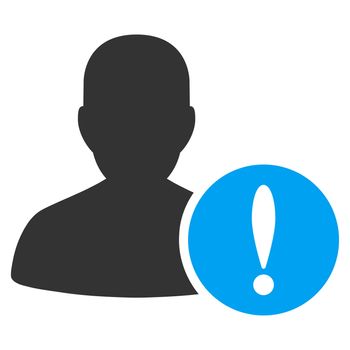Patient Problem raster icon. Style is bicolor flat symbol, blue and gray colors, rounded angles, white background.