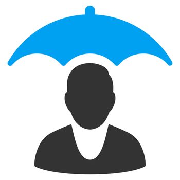 Patient Safety raster icon. Style is bicolor flat symbol, blue and gray colors, rounded angles, white background.