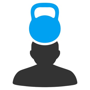 Patient Stress raster icon. Style is bicolor flat symbol, blue and gray colors, rounded angles, white background.