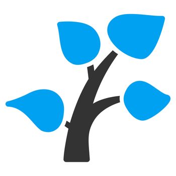 Plant raster icon. Style is bicolor flat symbol, blue and gray colors, rounded angles, white background.