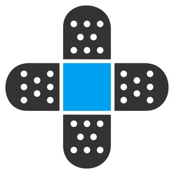 Plaster raster icon. Style is bicolor flat symbol, blue and gray colors, rounded angles, white background.