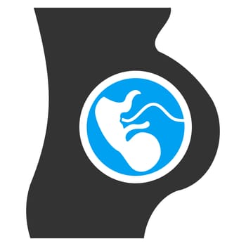 Pregnancy raster icon. Style is bicolor flat symbol, blue and gray colors, rounded angles, white background.