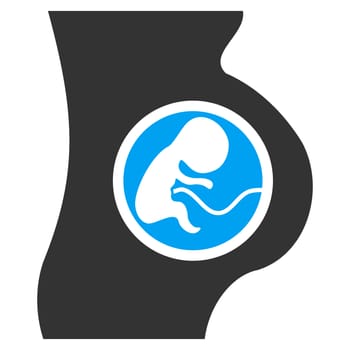 Pregnant Woman raster icon. Style is bicolor flat symbol, blue and gray colors, rounded angles, white background.